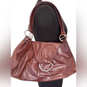 HOBO brown leather bag with silver buckle ring